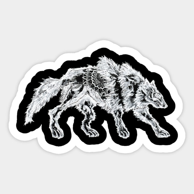 White Rugged Mandala Werewolf Sticker by ZeichenbloQ